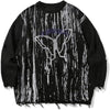 American Street Trend Cartoon Butterfly Jacquard Knitted Round Neck Sweater
