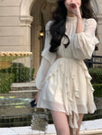 Beach Style Chiffon Y2k Mini Dress Office Lady Casual Long Sleeve Elegant One Piece