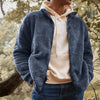 Men’s Fleece Stand Collar Jacket – Warm Full Zip Thermal Coat for Fall Winter