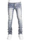 Men Pearl Detail Jeans Straight Leg Stretch Denim Pants Fashion