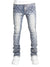 Men Pearl Detail Jeans Straight Leg Stretch Denim Pants Fashion