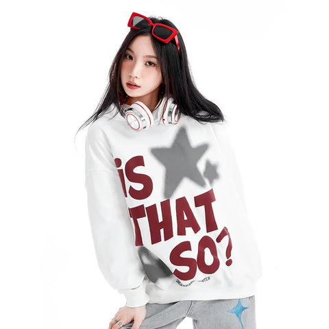 Women Star Graphic Hoodie Oversize Casual Streetwear