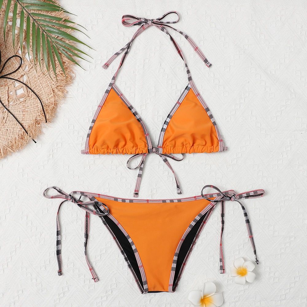 Triangle Bikini Women Swimwear Sexy Style Hanging Neck Gathering