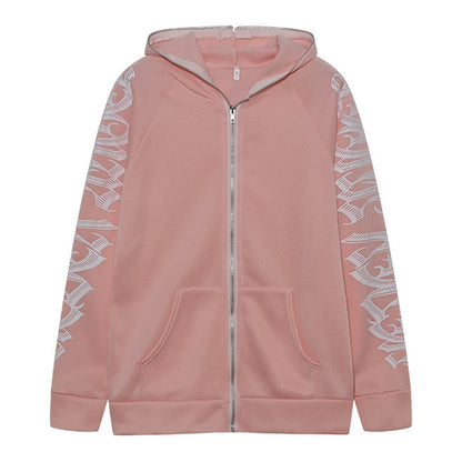 Jacken Damen Y2K Zip Up Skeleton Hoodie Streetwear