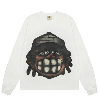 Men Brick Head Cartoon Graphic Sweatshirt