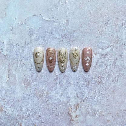 Gilding Crescent Moon Sun Star Nail sticker