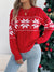 Womens Snowflake Christmas Sweater Contrast Color Knit Pullover Winter