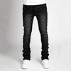 Men Pearl Detail Jeans Straight Leg Stretch Denim Pants Fashion