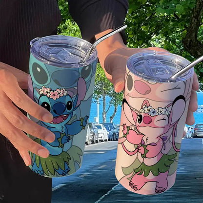 Disney Cartoon Anime Stitch 420ml Water Cup Angel Vacuum Cup