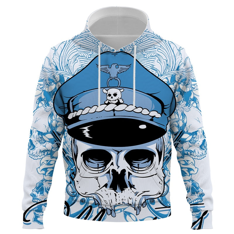 Terror Skull 3D-gedruckter Hoodie: Street Fashion Casual Trend für Männer