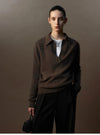Cashmere Polo Sweater Scissors Collar Intellectual Knit