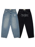 Männer Street Retro Hip Hop Print Jeans Hohe Taille