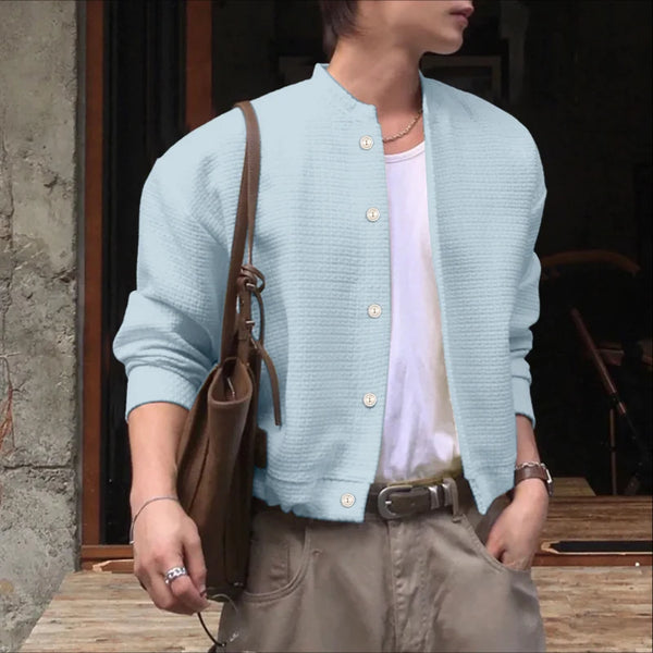 Mens Stand Collar Button Down Jacket Oversized Streetwear Coat