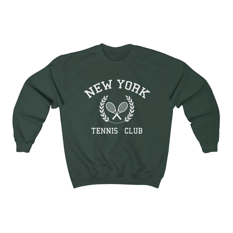New York Tennis Club Sweatshirt Women’s Retro Loose Pullover