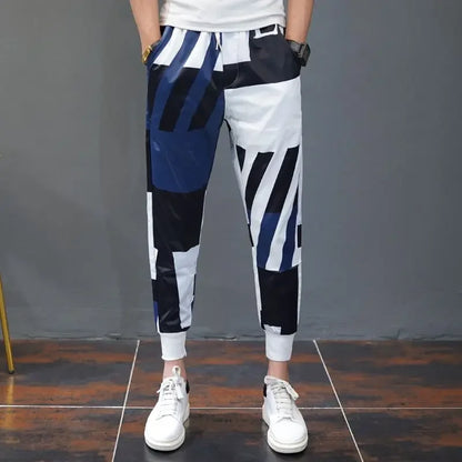 Men's Slim Fit Polyester Casual Pants Big Size Designer Fashion Trousers