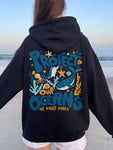 Protect Our Oceans Respect the Local Print Damen Kapuzenpullover mit langen Ärmeln