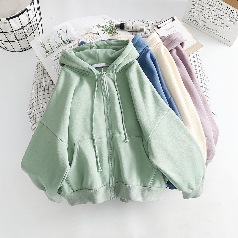 Hoodies Thick  Fashion Women Sweatshirt Coat Solid Color Baggy Casual Clothes