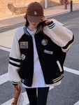 Chic and Warm Harajuku Faux Lamb Baseball Coat, Your Go-To Winter Outfit
