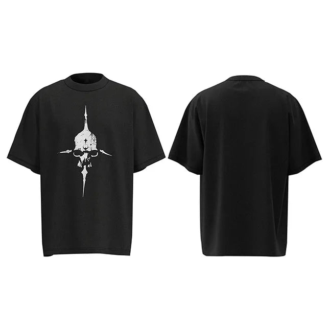 Cross Skull Graphic T-Shirt Men Streetwear