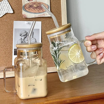 Mason Jar-Becher mit Deckel und Strohhalmen Glasbecher 