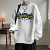 Men Loose Harajuku O Neck Long Sleeve Casual Tops Pullovers Oversized Letter Hoodies