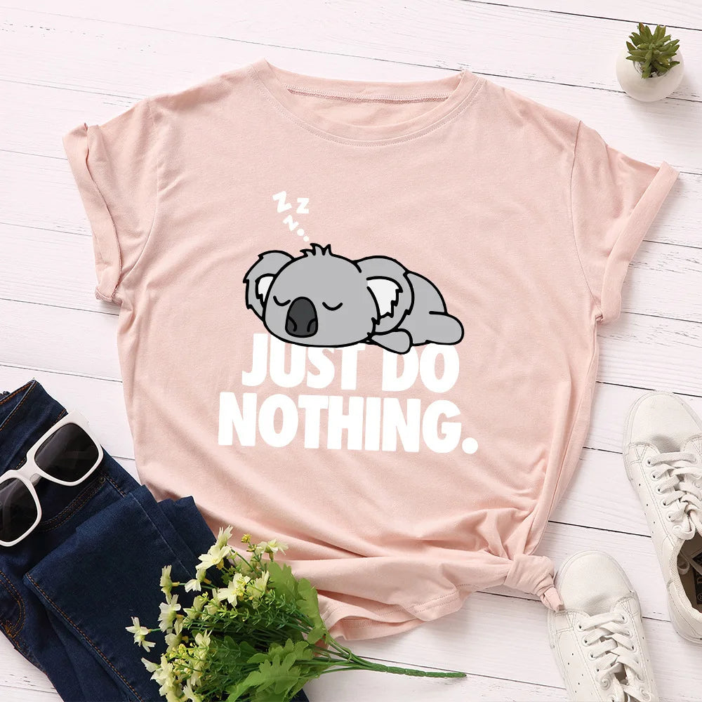 Just Do Nothing Koala Print Tshirt