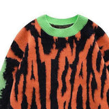 American Street "Graffiti Plush Jacquard Crewneck Sweater Warm Sweater Top