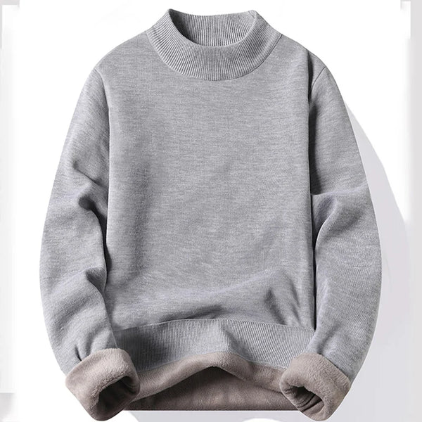 Mens Fleece Lined Mock Neck Sweater Thick Warm Knit Pullover