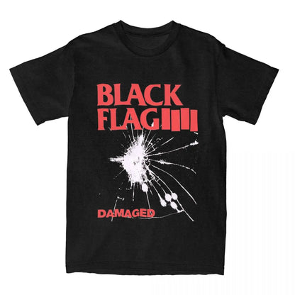 Y2K Design Black Flag Damaged T-Shirts