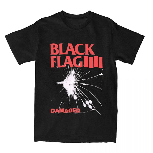 Y2K Design Black Flag Damaged T-Shirts