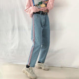 Ausgewaschene Baggy-Jeans mit Sternenstickerei im High-Street-Stil im Vintage-Look
