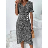 Spring Floral Dress For Women V Neck Long Sleeve