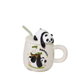 Nette cartoon panda Keramik Becher 400ml Mit Deckel und Löffel Kaffee tassen Milch