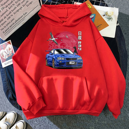 Hoodie Men Sweatshirts for Car Japanese Streetwear