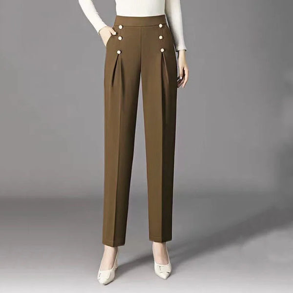 Womens High Waist Dress Pants Slim Fit Elastic Work Trousers Casual