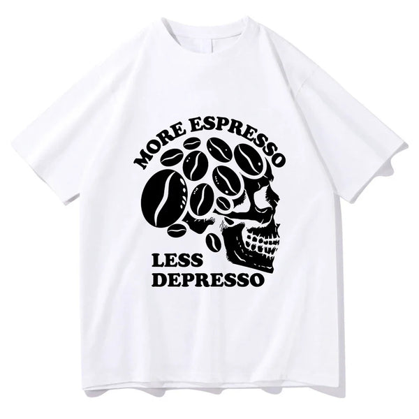 "More Espresso Less Depresso" Skeleton Coffee T-Shirt Men