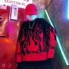 Autumn Winter Dark Girl INS Fire Sweater Hip Hop Flame Loose Knit