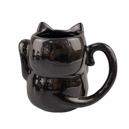 Ceramic Mug  Black Cartoon Cat Cup Modern Creative Simple Cute