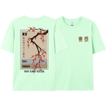 Today Tomorrow Tokyo Flower Festival T Shirt Unisex Fashion O-Neck