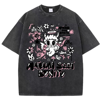 Devil Angel Snake Print Women's Summer Shirt Vintage Breathable Streetwear