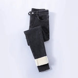 Winter Thick Velvet Women High Waist Skinny Jeans