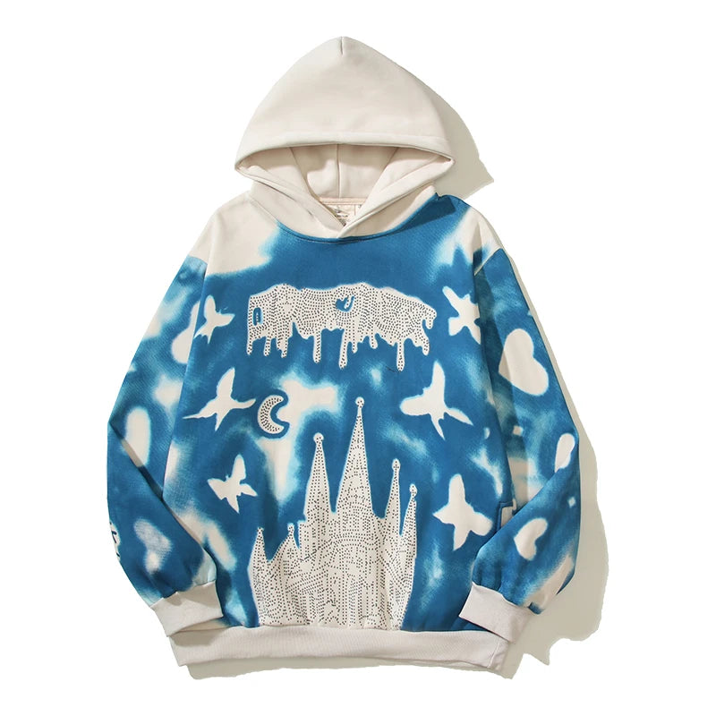 Men Vintage Tie-Dye Y2K Fleece Hoodie