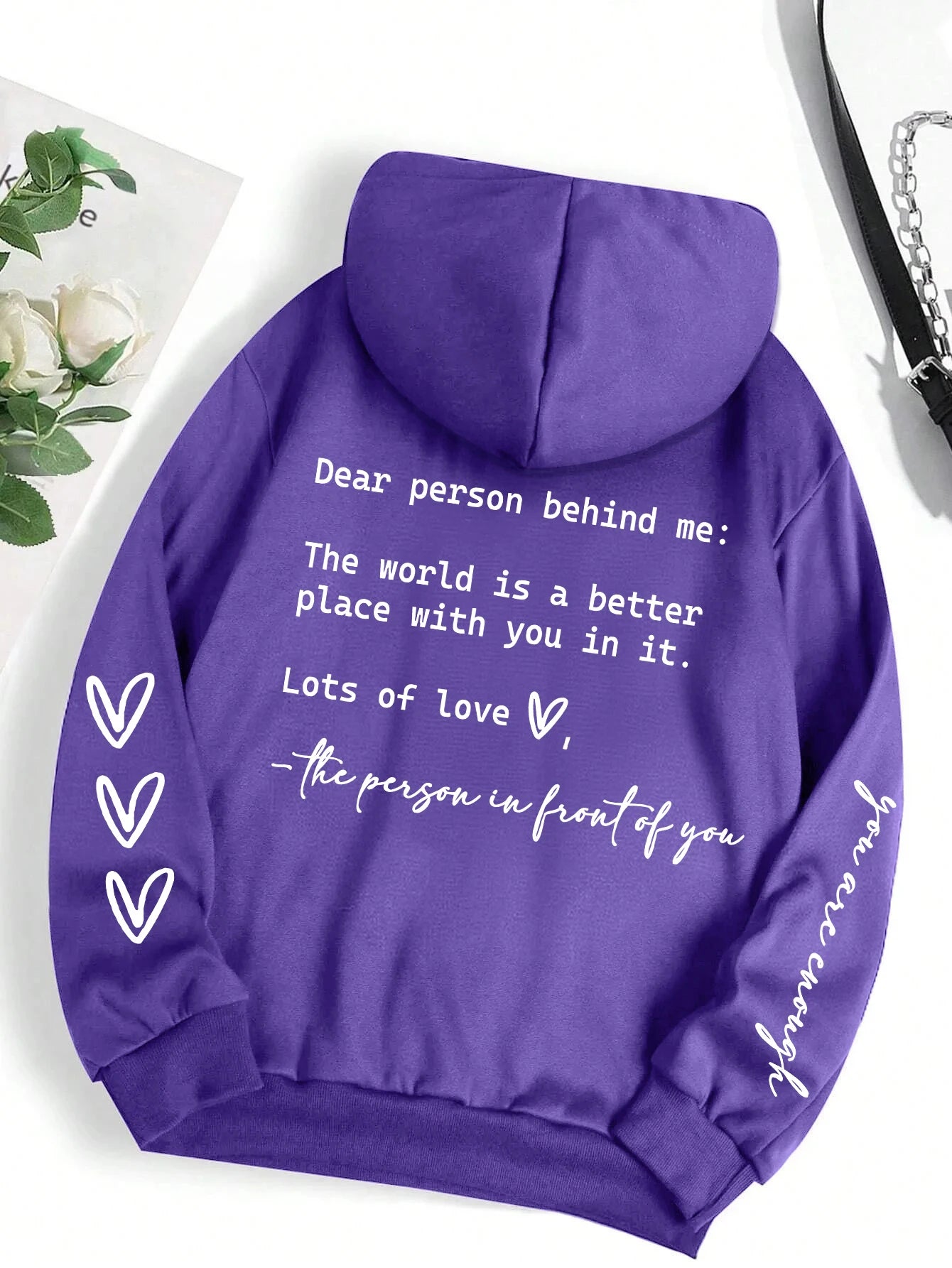 Dear Person Behind Me Hoodie Women Fleece Graphic Print Casual Top