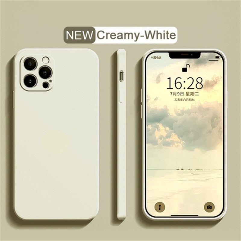 Original quadratische Handyhülle aus flüssigem Silikon, stoßfeste Rückseite