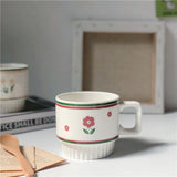 Tulip Ceramic Mug Vintage Milk  Coffee Cup Mugs Girl Heart Flower
