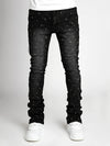 Men Pearl Detail Jeans Straight Leg Stretch Denim Pants Fashion
