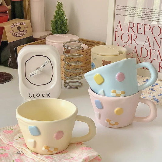 Multi-farbe Macaron Farbe Kaffee Becher Keramik Tasse Nette Dopamin Drei-dimensional