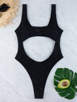 Ribbed Cut Out One Piece Swimsuit