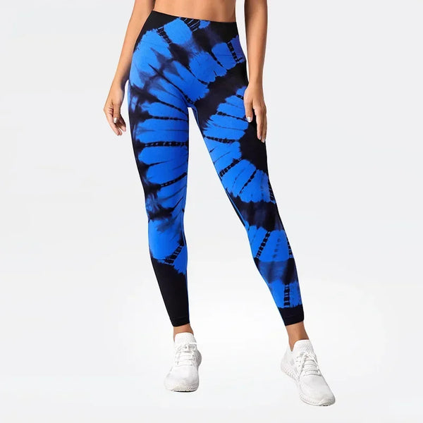 Seamless Tie Dye Yoga Leggings Women High Waist Slim Fit Workout Pants