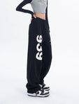 Y2k Graphic Black Sweatpants Outfit Letter Print Hip Hop High Waist